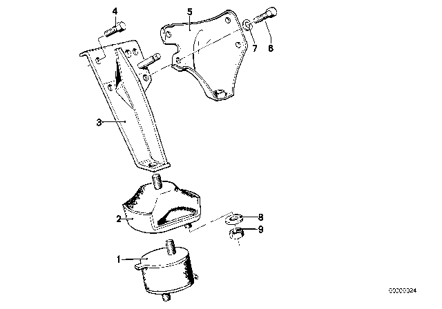 1982 BMW 733i Engine Suspension / Damper Diagram 1