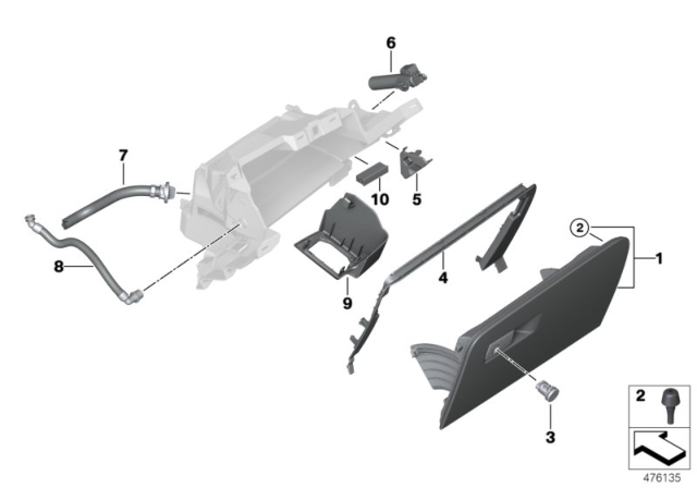 2018 BMW M550i xDrive Glove Box Lid Diagram for 51169388559