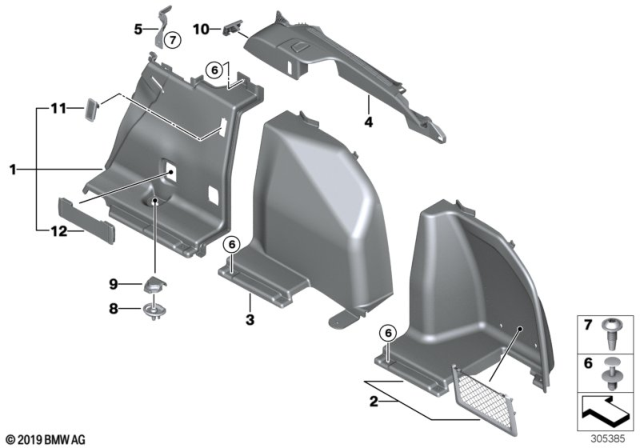 2015 BMW 328i xDrive Trunk Trim Panel Diagram 1