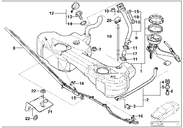 2005 BMW 325Ci Fuel Tank / Attaching Parts Diagram