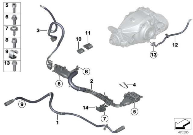 2013 BMW ActiveHybrid 3 High-Voltage Cable EME-Electric. Machine Diagram for 12437644941