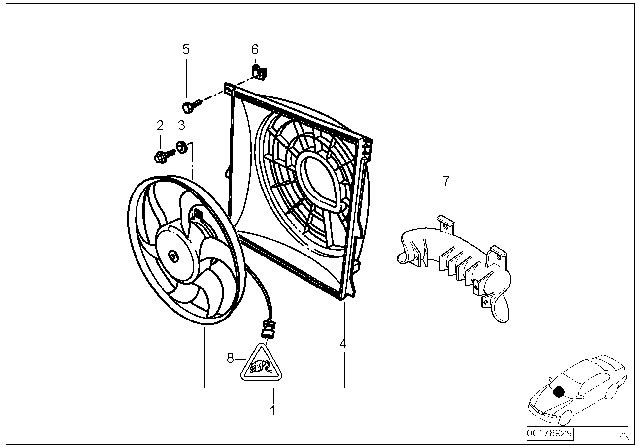 1997 BMW Z3 Suction Fan And Mounting Parts Diagram