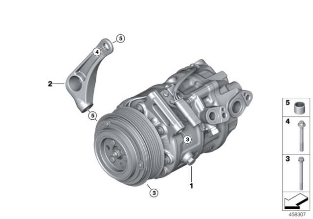 2018 BMW M760i xDrive Air Conditioning Compressor With Magnetic Coupling Diagram for 64526822849