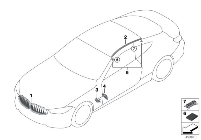 2019 BMW M850i xDrive Exterior Trim / Grille Diagram