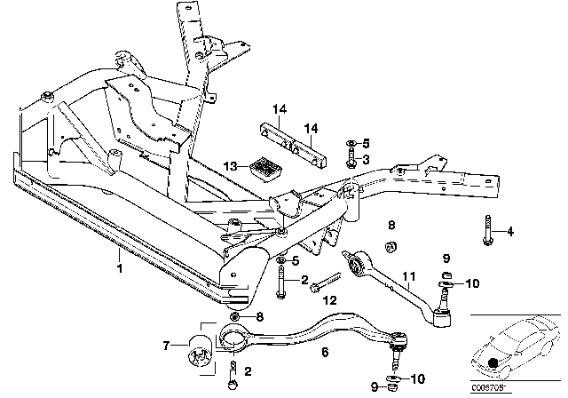 2001 BMW Z8 Front Axle Support, Wishbone / Tension Strut Diagram
