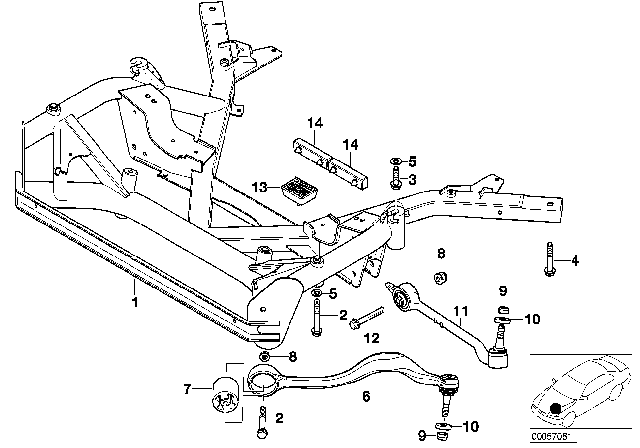 2002 BMW Z8 Front Axle Support Diagram for 31101097139