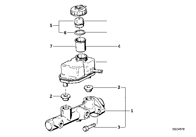 1994 BMW 750iL Brake Master Cylinder / Expansion Tank Diagram