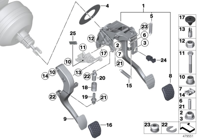 2019 BMW 440i Pedal Assy W Over-Centre Helper Spring Diagram