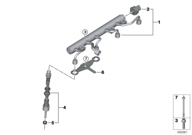 2018 BMW M5 High-Pressure Rail / Injector / Mounting Diagram