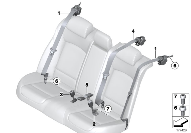 2013 BMW Alpina B7 Safety Belt Rear Diagram