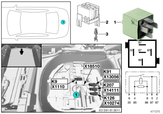 2009 BMW 535i xDrive Relay, Load-Shedding Terminal Diagram