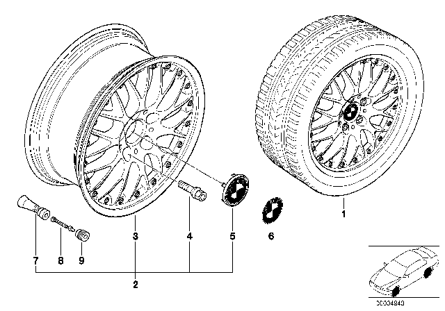 2002 BMW 525i BMW l-Alloy Wheel,Cross Spoke comp. Diagram