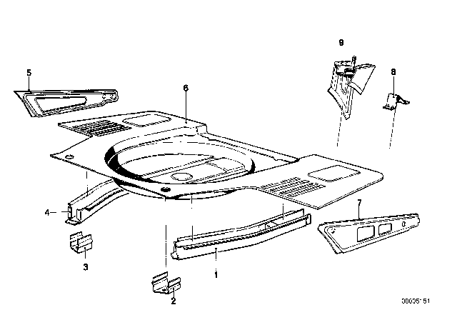 1977 BMW 320i Floor Panel Trunk / Lateral Parts Diagram 2