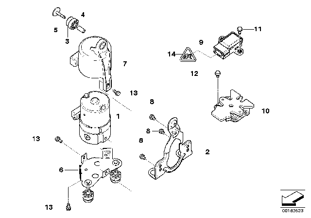 2000 BMW X5 DSC Compressor / Sensor / Mounting Parts Diagram