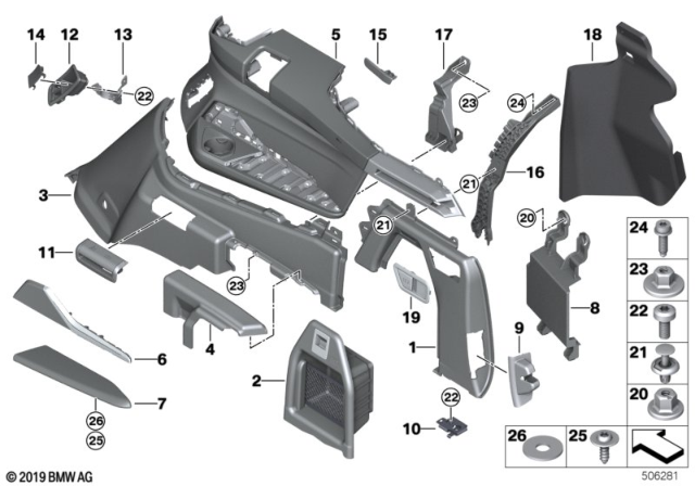 2019 BMW X7 Trim Panel, Luggage Compartment Diagram 2