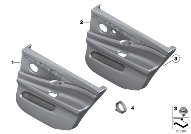 2010 BMW 550i GT Door Trim, Rear Diagram 2