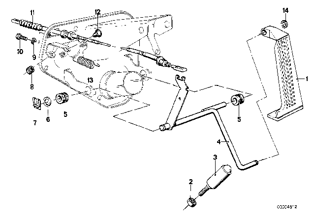 1982 BMW 633CSi Accelerator Cable Diagram for 35411152504
