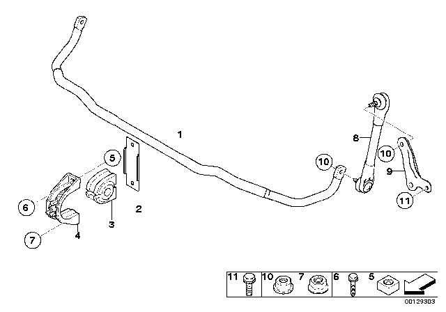 2005 BMW 525i Stabilizer Rubber Mounting Diagram for 31356761591