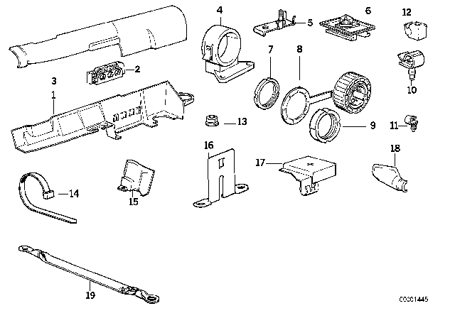 1992 BMW 318i Diagnosis Plug Bracket Diagram for 12521710729