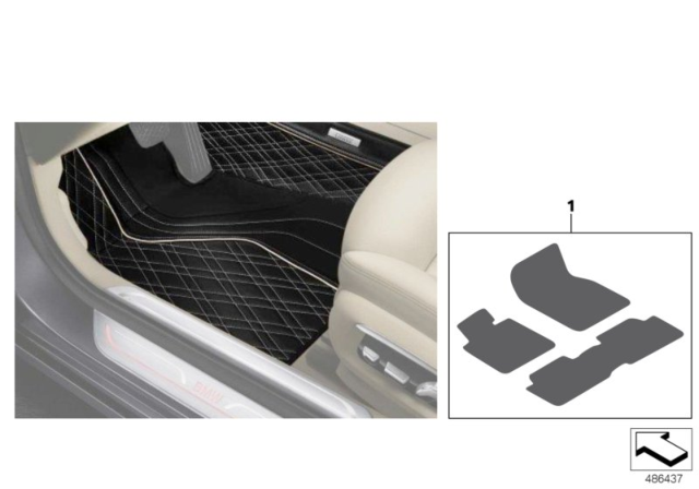 2018 BMW 750i Floor Mats Diagram 1