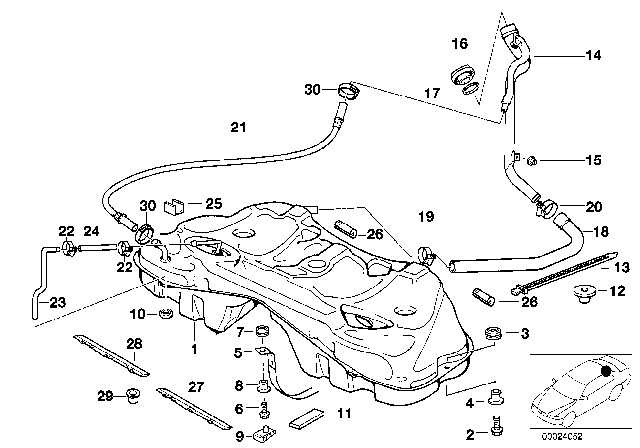 1996 BMW 750iL Holding Strap Diagram for 16111182517