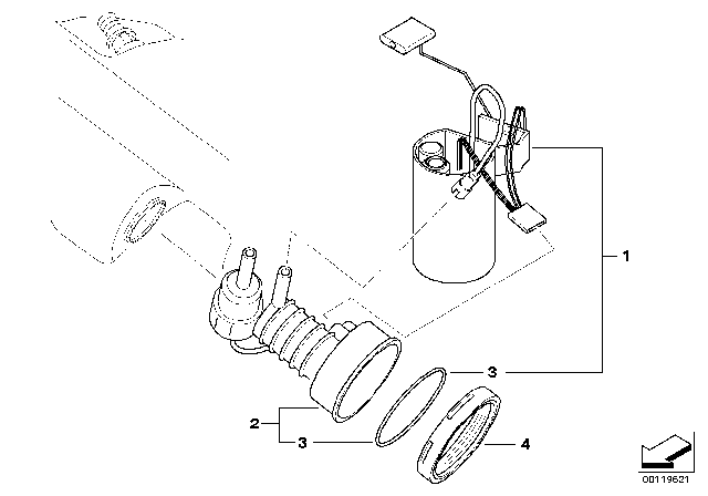 2008 BMW Z4 Fuel Filter / Pump / Fuel Level Sensor Diagram