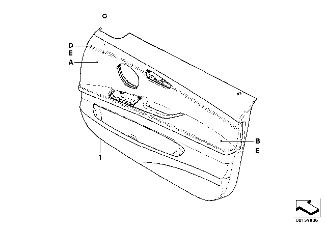 2010 BMW M3 Individual Front Door Trim Panel Diagram