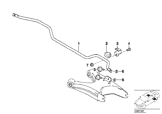 STABILIZER, REAR Diagram for 33551096758