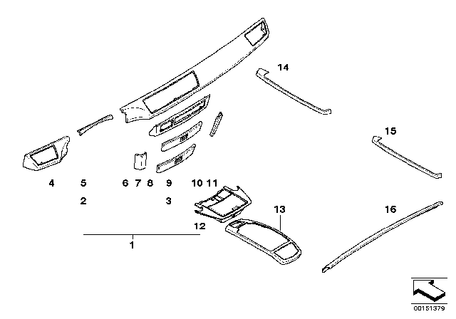 2007 BMW Alpina B7 Wood Panel, Centre Armrest, Front Diagram for 51167137430