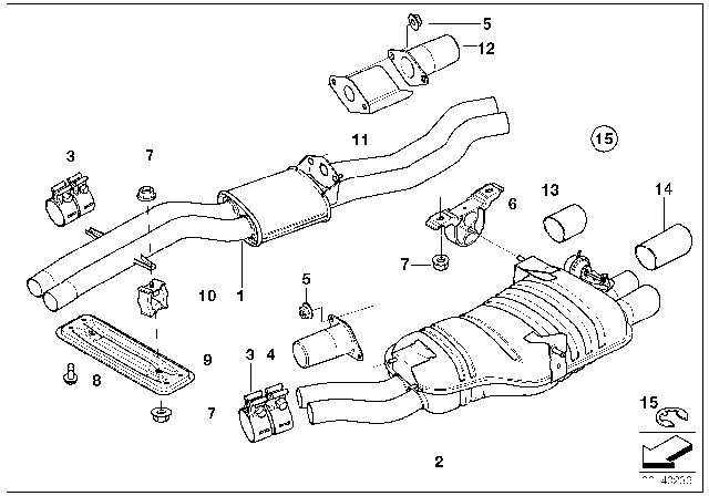 2001 BMW 325i Centre And Rear Silencer Diagram
