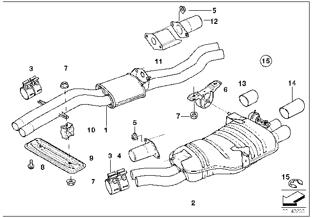 2004 BMW 325xi Centre And Rear Silencer Diagram