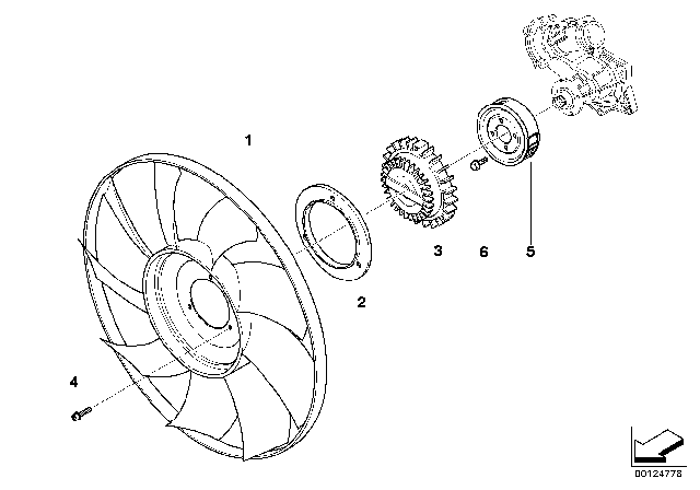 2003 BMW Alpina V8 Roadster Fan Coupling Diagram for 11527830486