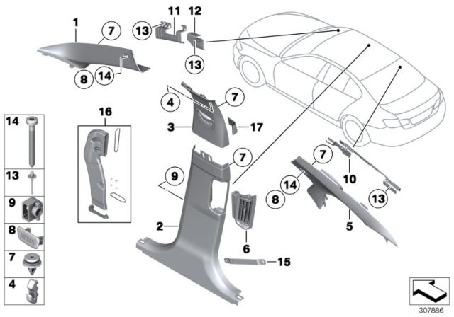2013 BMW 550i Trim Panel Diagram