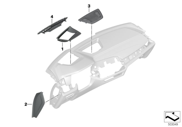 2020 BMW X6 Individual Dashboard, Mounting Parts Diagram 2