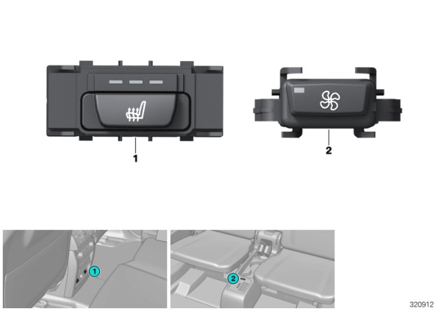 2015 BMW X3 Switch, Seat Heating / Blower, Rear Compartment Diagram