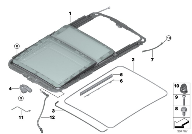 2014 BMW X5 Panorama Glass Roof, Alcantara Diagram for 51448059026