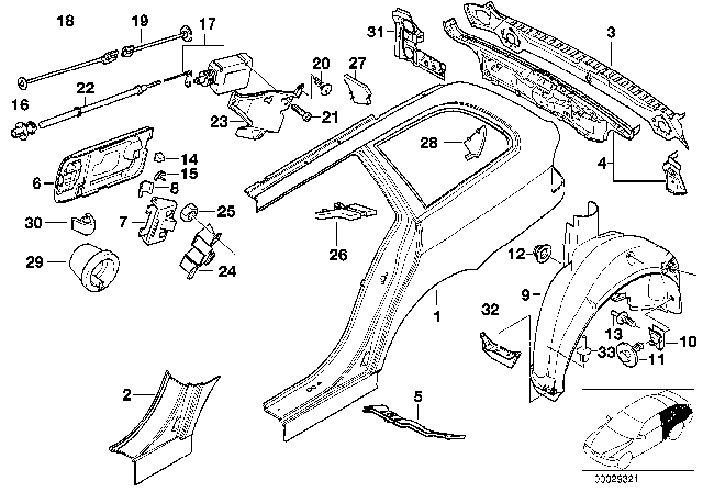 2001 BMW 540i Interior Tail Trim Diagram for 41348230236