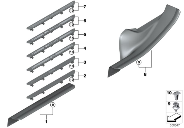 2019 BMW 330i COVER MOLDING, SILL, INNER F Diagram for 51477482289