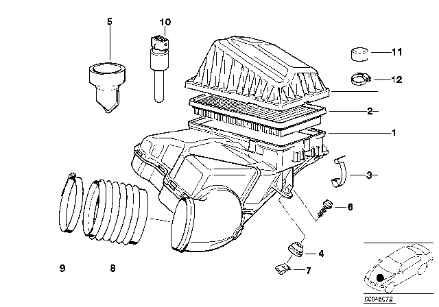 1996 BMW 850Ci Intake Silencer / Filter Cartridge Diagram