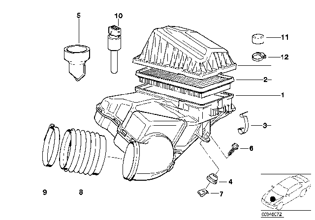 1995 BMW 850Ci Intake Silencer / Filter Cartridge Diagram