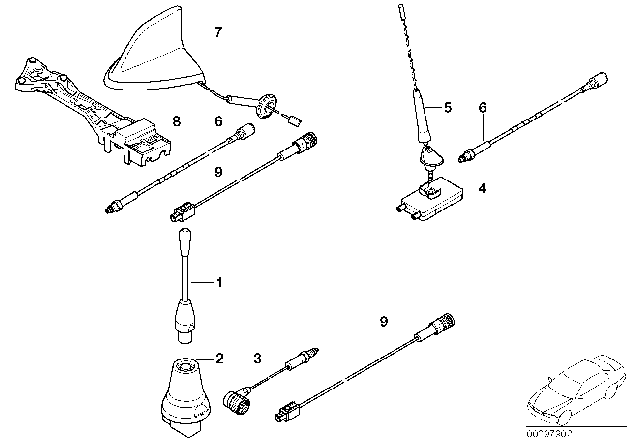 2003 BMW 325i Single Parts For Classic Telephone Antenna Diagram