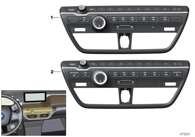 2015 BMW i3 Radio And A/C Control Panel Diagram 1
