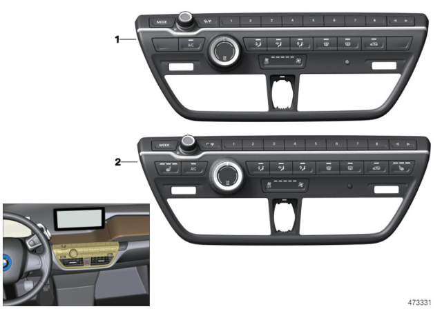 2017 BMW i3 Radio And A/C Control Panel Diagram 1