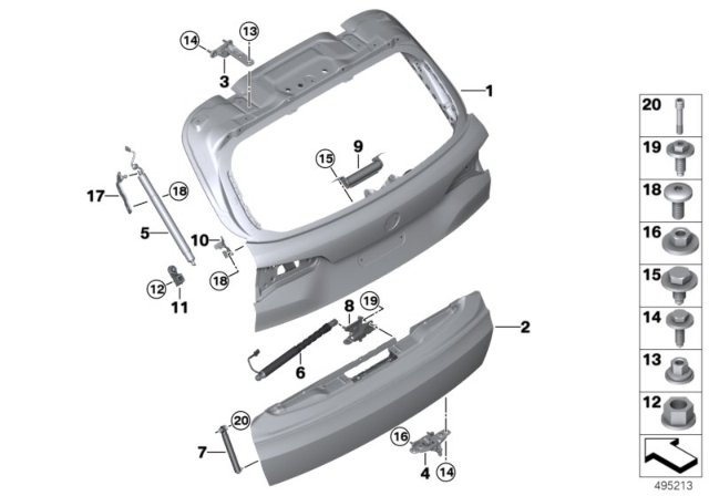 2019 BMW X5 Hinge, Trunk Lid, Lower Right Diagram for 41007486552