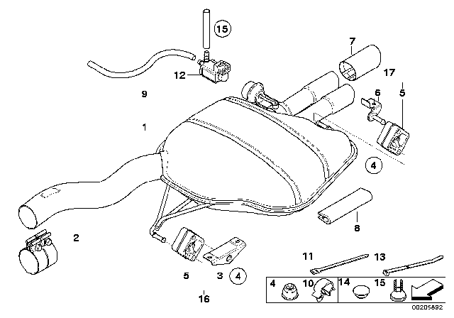 2007 BMW 530xi Rubber Mount With Bracket Diagram for 18307525615