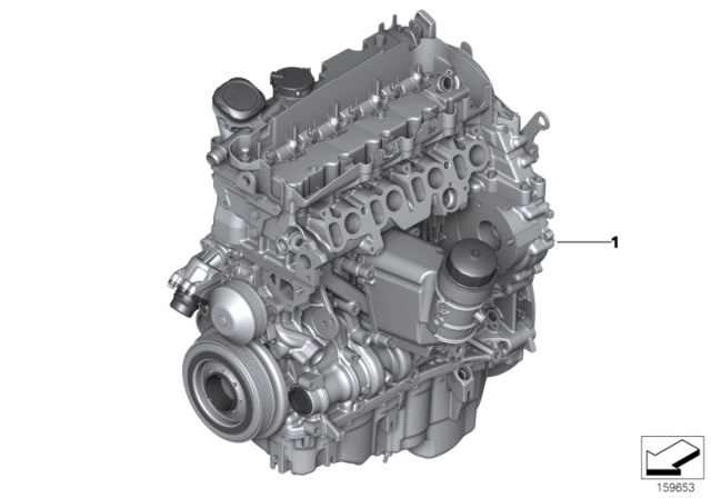 2018 BMW 328d Exchange Short Engine Diagram for 11002353707