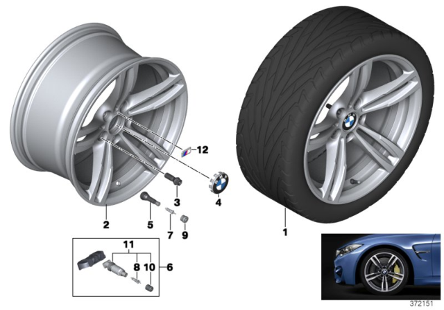 2018 BMW M4 Light Alloy Rim Ferricgrey Diagram for 36112284756