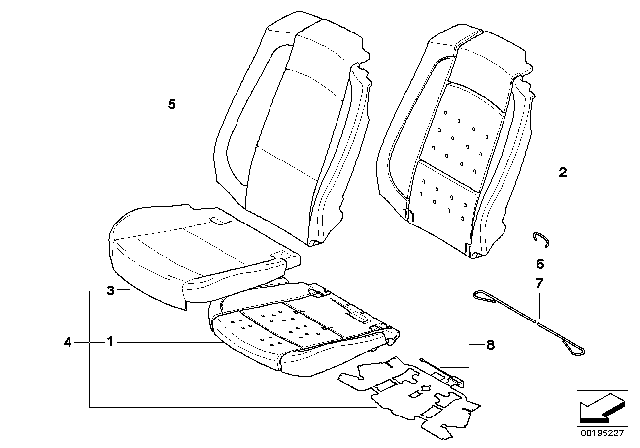 2008 BMW 335i Cover Backrest, Leather, Left Diagram for 52109117701