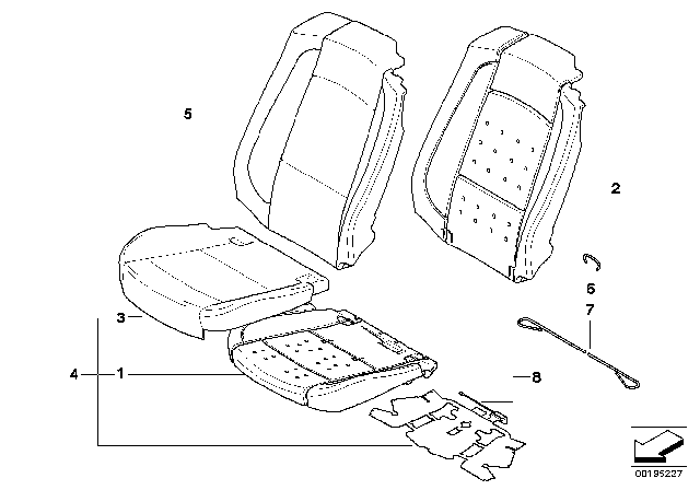 2012 BMW 335i Cover Backrest, Leather, Right Diagram for 52107259184