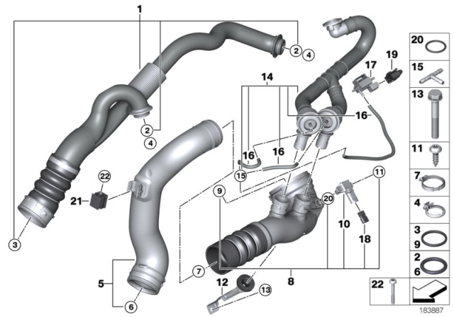 2008 BMW X6 Charge-Air Duct Diagram
